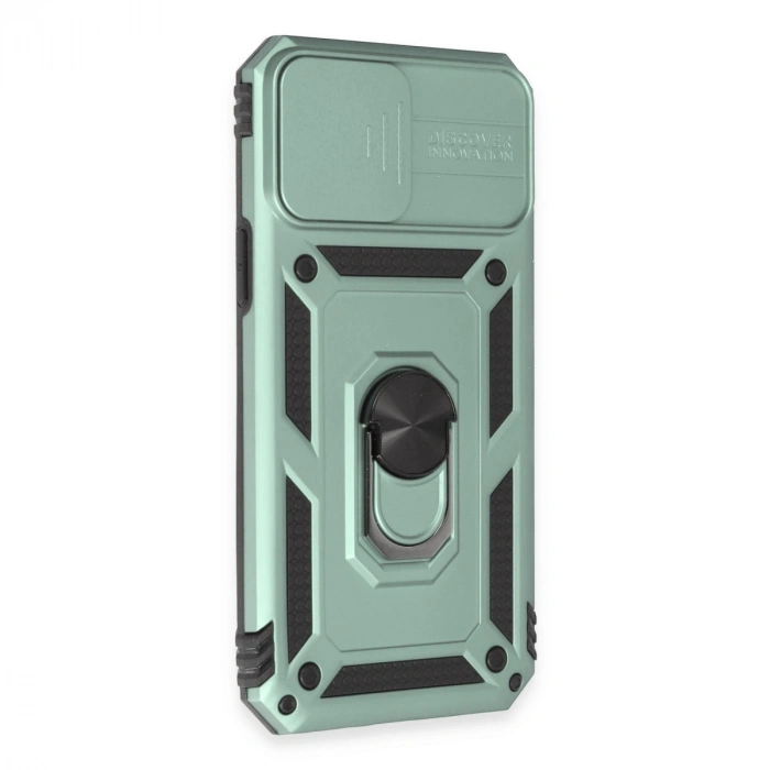 Apple İphone 12 Pro Max Kılıf Pars Lens Yüzüklü Silikon - Yeşil