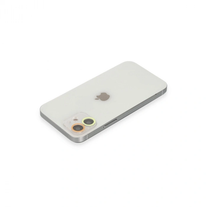 Apple İphone 12 Renkli Kamera Lens Koruma Cam - Sarı-turuncu