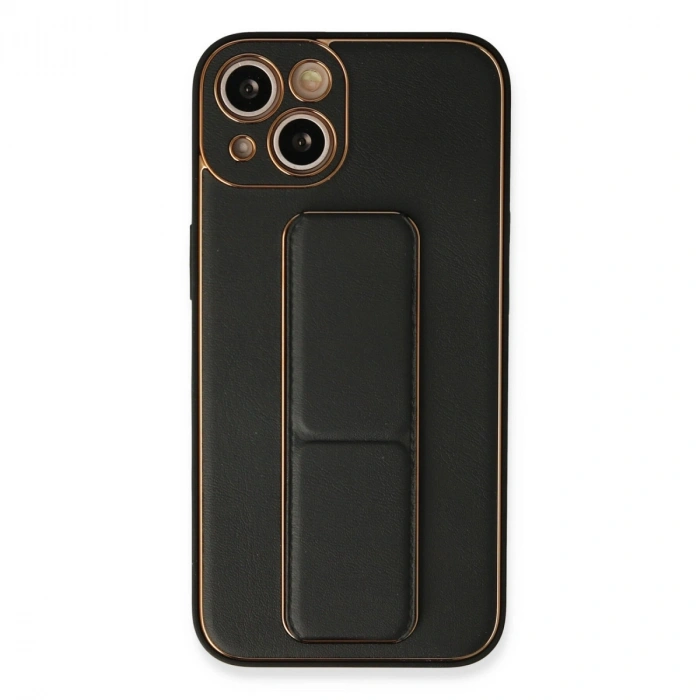 Apple İphone 13 Kılıf Coco Deri Standlı Kapak - Siyah