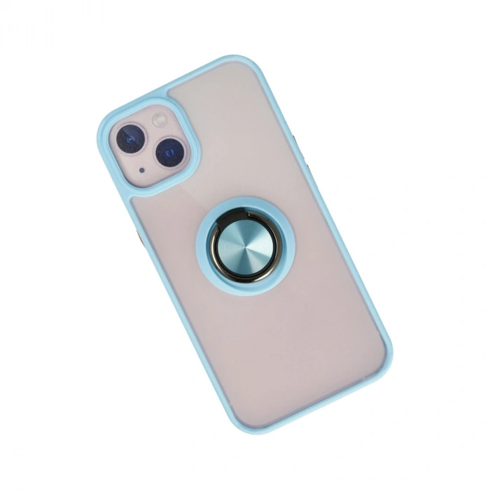 Apple İphone 13 Kılıf Montreal Yüzüklü Silikon Kapak - Buz Mavi