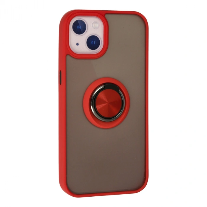 Apple İphone 13 Kılıf Montreal Yüzüklü Silikon Kapak - Kırmızı