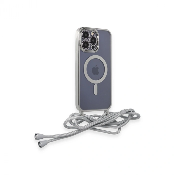 Apple İphone 13 Pro Kılıf Divo Lazer Askılı Magsafe Kapak - Gümüş