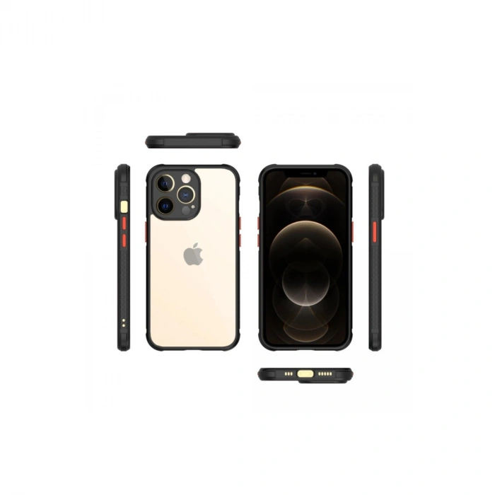 Apple İphone 13 Pro Kılıf Miami Şeffaf Silikon - Siyah