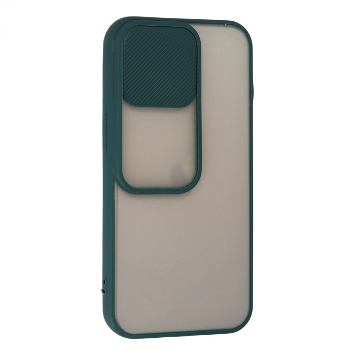 Apple İphone 13 Pro Kılıf Palm Buzlu Kamera Sürgülü Silikon - Yeşil