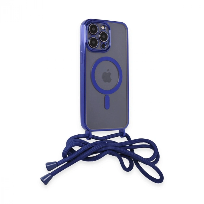 Apple İphone 13 Pro Max Kılıf Divo Lazer Askılı Magsafe Kapak - Mavi