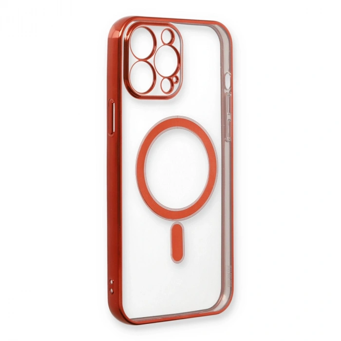 Apple İphone 13 Pro Max Kılıf Magneticsafe Lazer Silikon - Kırmızı