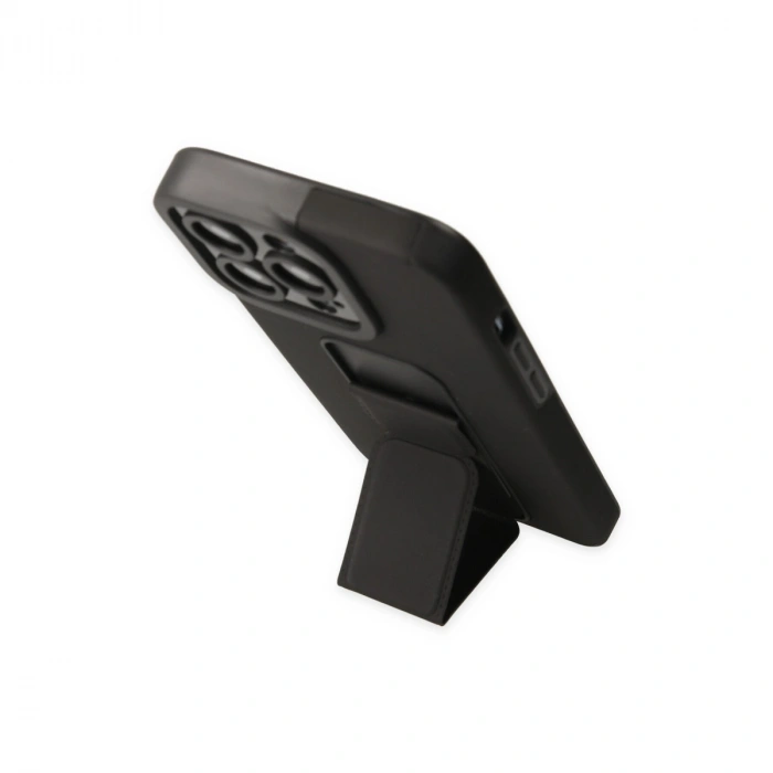 Apple İphone 13 Pro Max Kılıf Mega Standlı Silikon - Siyah