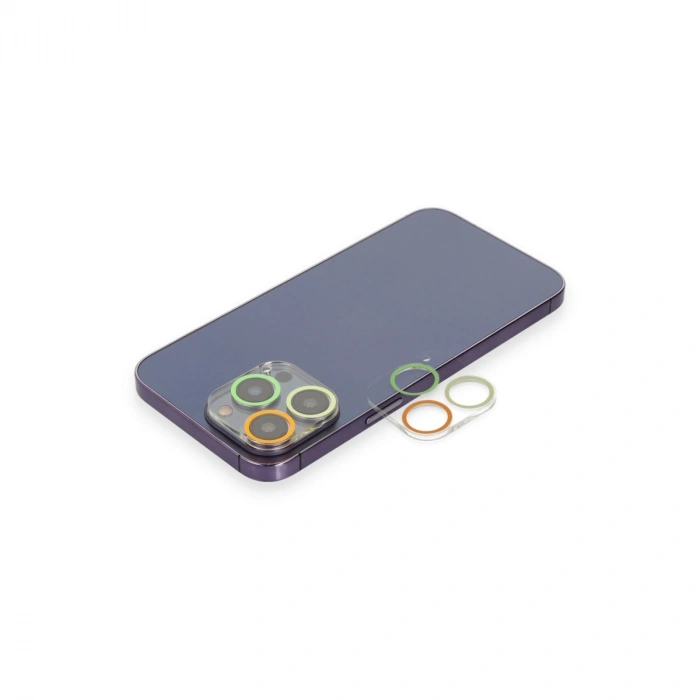 Apple İphone 13 Pro Renkli Kamera Lens Koruma Cam - Sarı-turuncu