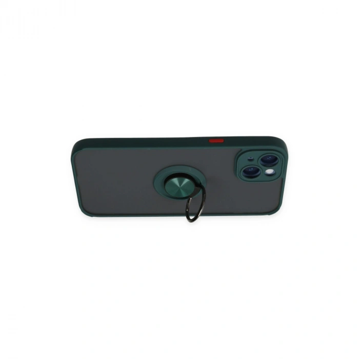 Apple İphone 14 Kılıf Montreal Yüzüklü Silikon Kapak - Yeşil