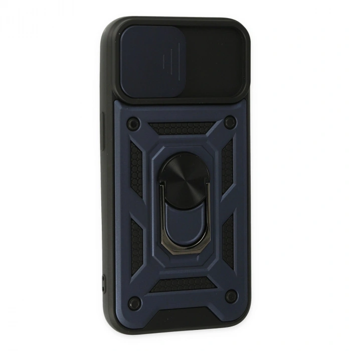 Apple İphone 14 Kılıf Pars Lens Yüzüklü Silikon - Lacivert