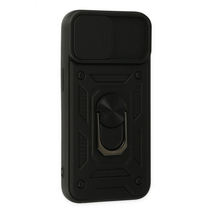 Apple İphone 14 Kılıf Pars Lens Yüzüklü Silikon - Siyah