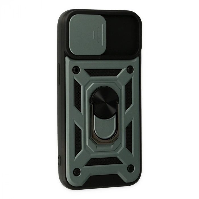 Apple İphone 14 Kılıf Pars Lens Yüzüklü Silikon - Yeşil