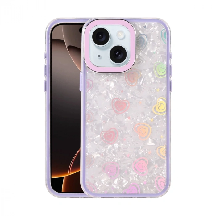 Apple İphone 14 Lumi Desenli Kapak - Mor