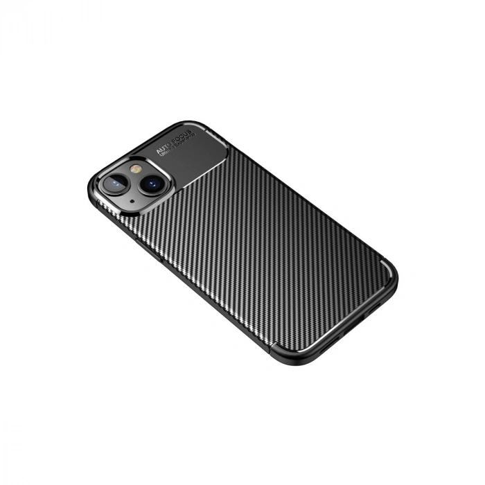 Apple İphone 14 Plus Kılıf Auto Focus Karbon Kapak - Siyah