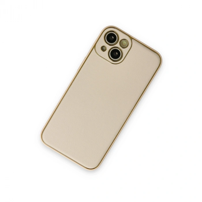 Apple İphone 14 Plus Kılıf Coco Deri Silikon Kapak - Gold