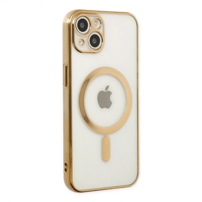 Apple İphone 14 Plus Kılıf Magneticsafe Lazer Silikon - Gold