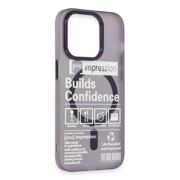 Apple İphone 14 Pro Kılıf Apollo Magneticsafe Desenli Kapak - Apollo Mor - 6