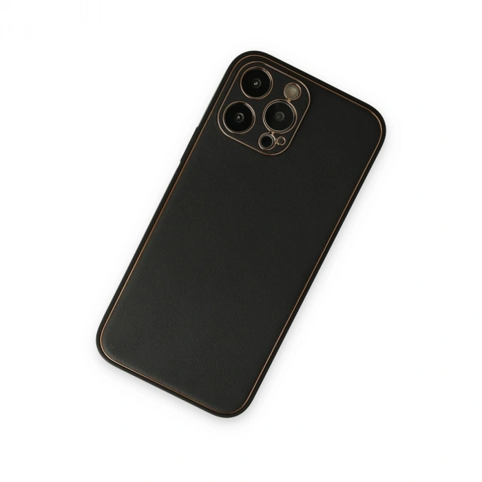 Apple İphone 14 Pro Kılıf Coco Deri Silikon Kapak - Siyah