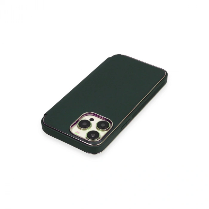 Apple İphone 14 Pro Kılıf Dolpin Kapaklı - Koyu Yeşil