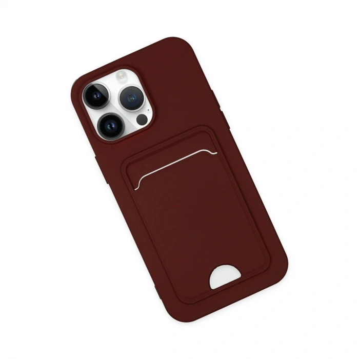 Apple İphone 14 Pro Kılıf Kelvin Kartvizitli Silikon - Bordo
