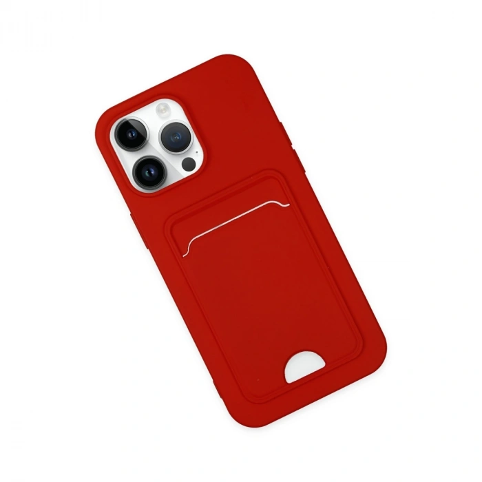 Apple İphone 14 Pro Kılıf Kelvin Kartvizitli Silikon - Kırmızı