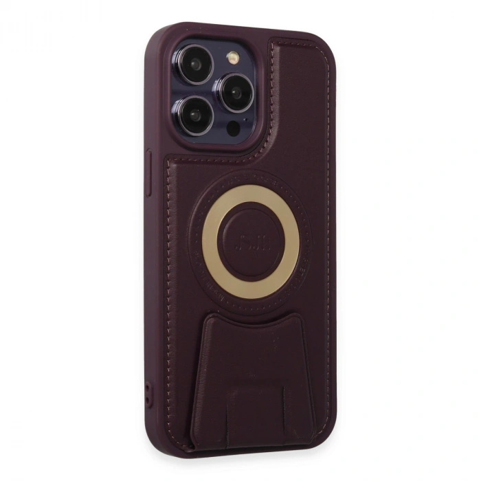 Apple İphone 14 Pro Kılıf Merkür Magneticsafe Standlı Kapak - Derin Mor