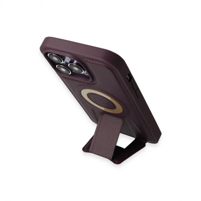 Apple İphone 14 Pro Kılıf Merkür Magneticsafe Standlı Kapak - Derin Mor