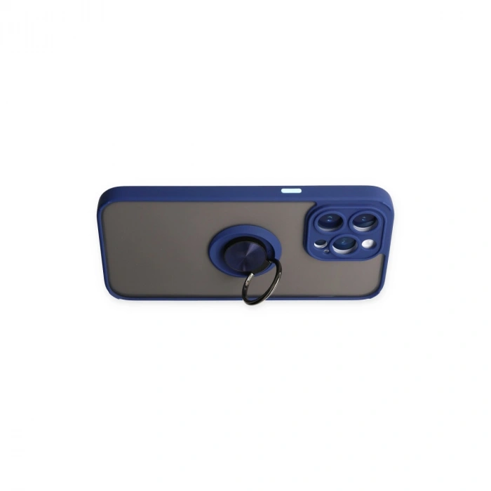 Apple İphone 14 Pro Kılıf Montreal Yüzüklü Silikon Kapak - Lacivert