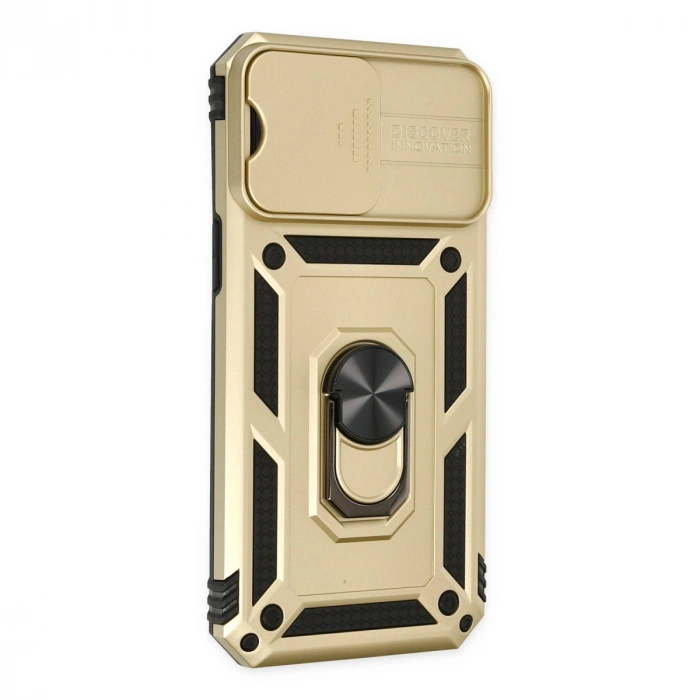 Apple İphone 14 Pro Kılıf Pars Lens Yüzüklü Silikon - Gold