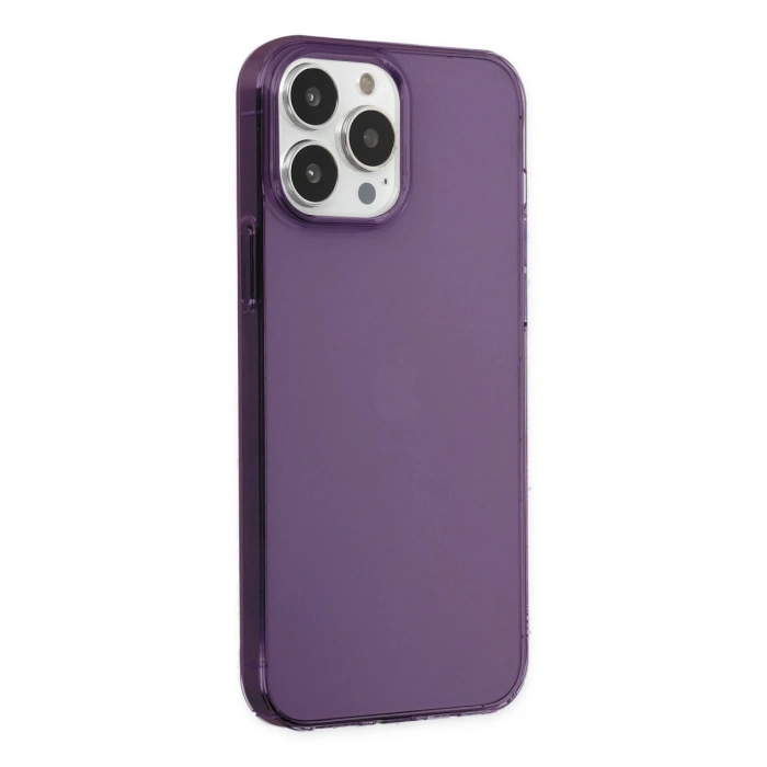 Apple İphone 14 Pro Kılıf Pc Sert Şeffaf Kapak - Mor