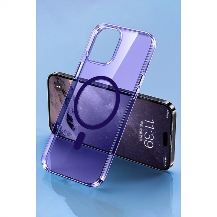 Apple İphone 14 Pro Kılıf Tron Şeffaf Magsafe Kapak - Derin Mor