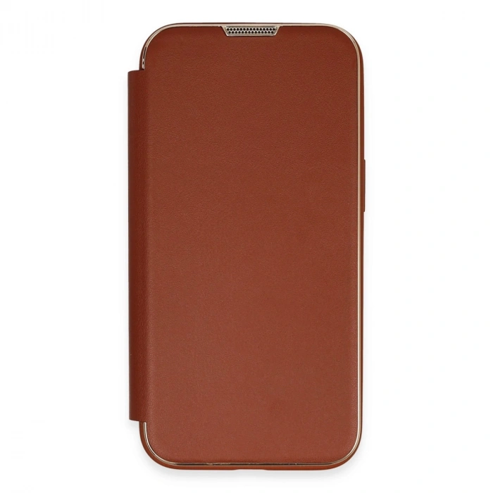 Apple İphone 14 Pro Max Kılıf Dolpin Kapaklı - Kahverengi