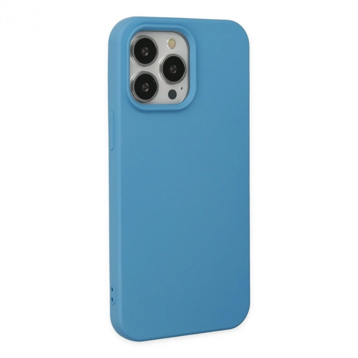 Apple İphone 14 Pro Max Kılıf Nano İçi Kadife Silikon - Mavi