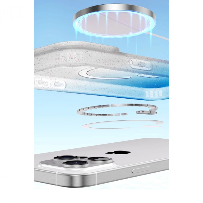 Apple İphone 14 Pro Pummel Shiny Magsafe Kapak - Mavi