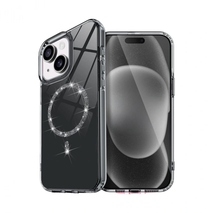 Apple İphone 15 Plus Live Diamond Magsafe Kapak - Siyah