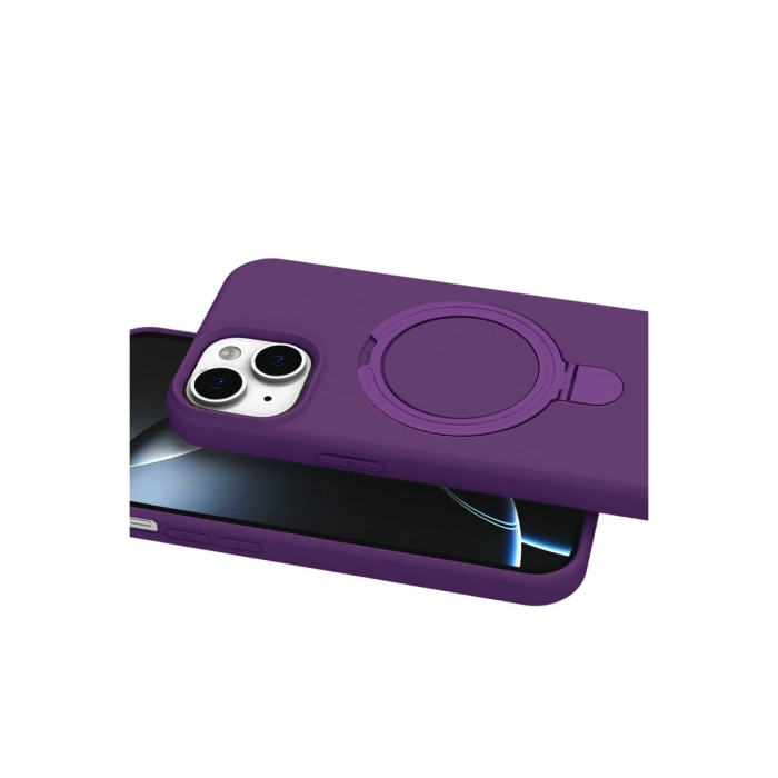Apple İphone 15 Plus Regal Magsafe Standlı Kapak - Derin Mor