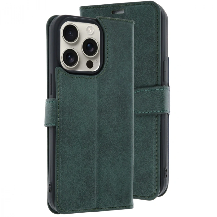 Apple İphone 15 Pro Max Kılıf Trend S Plus Kapaklı Kılıf - Koyu Yeşil