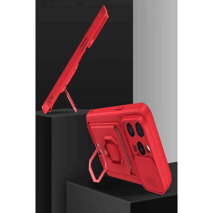 Apple İphone 15 Pro Max Kılıf Zuma Kartvizitli Yüzüklü Silikon - Pembe