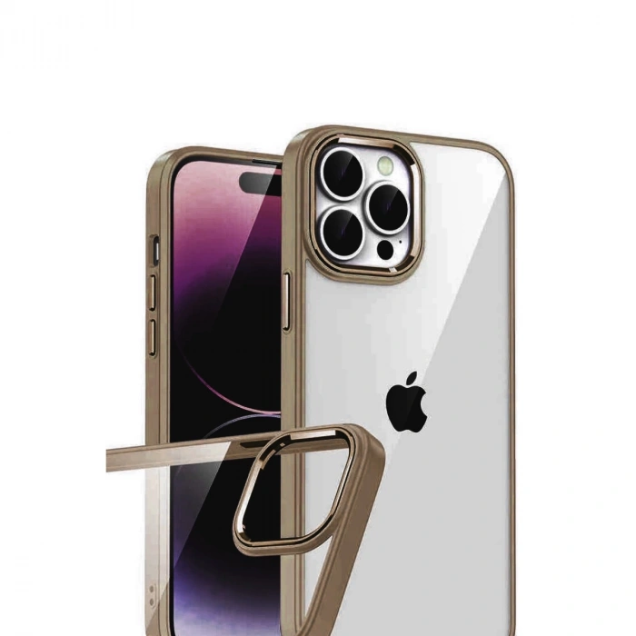 Apple İphone 15 Pro Max Razer Lensli Silikon - Çöl Titanyum