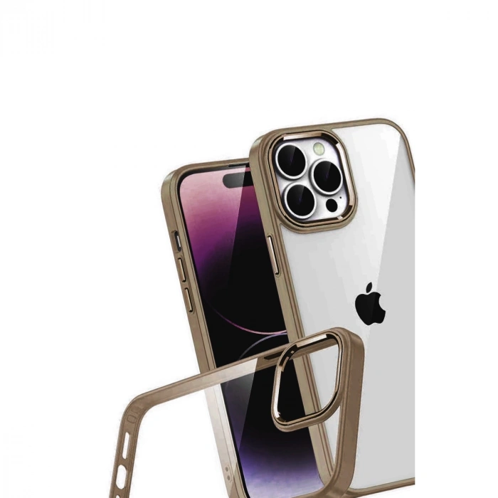 Apple İphone 15 Pro Max Razer Lensli Silikon - Çöl Titanyum