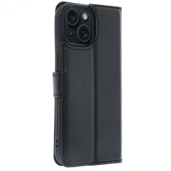 Apple İphone 15 Trend S Plus Kapaklı Kılıf - Siyah