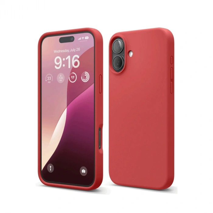 Apple İphone 16 Plus Kılıf Nano İçi Kadife Silikon - Kırmızı