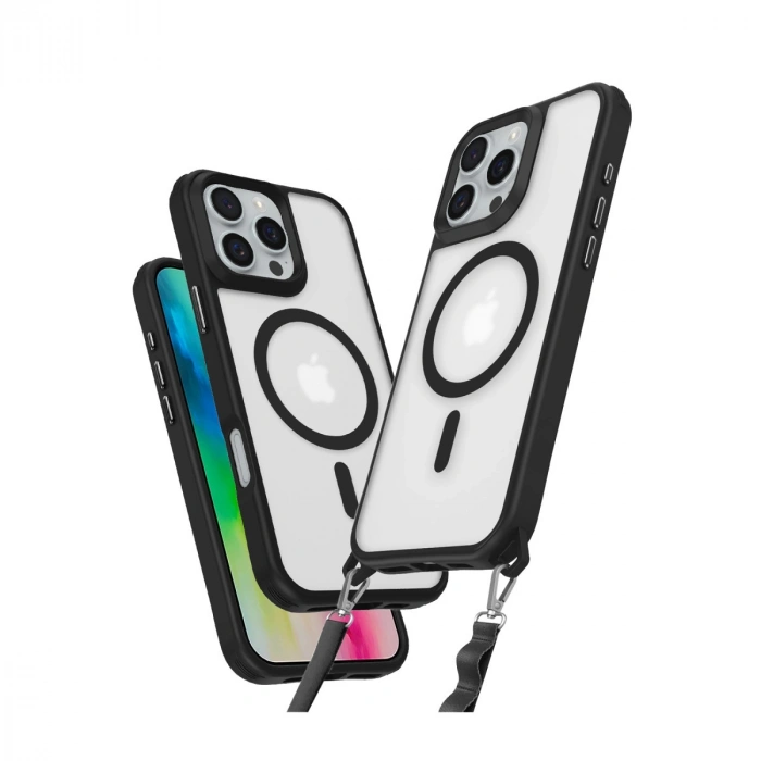 Apple İphone 16 Pro Max Kılıf Enka Magsafe Silikon Kılıf - Siyah