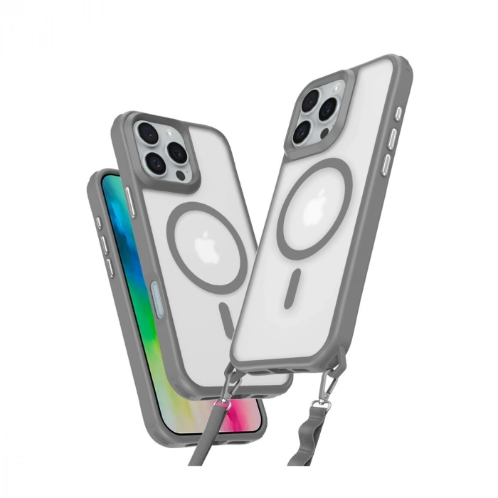 Apple İphone 16 Pro Max Kılıf Enka Magsafe Silikon Kılıf - Titan Gri