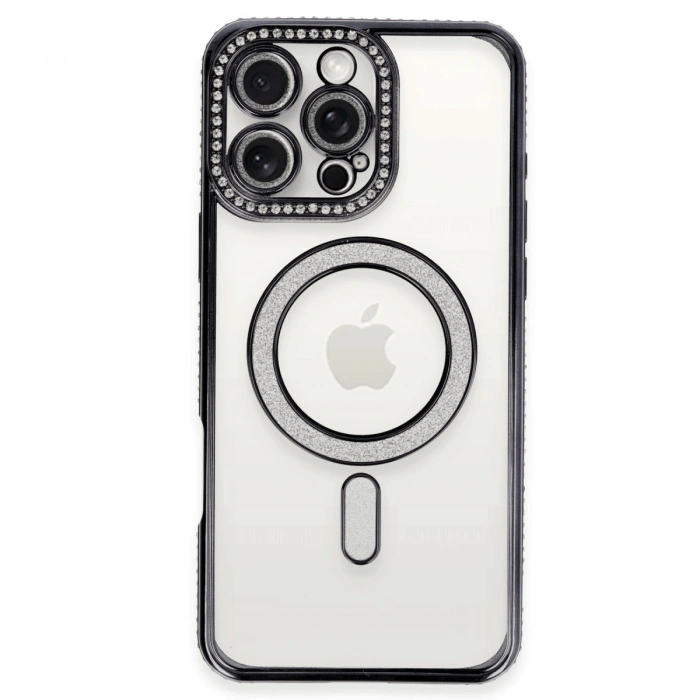 Apple İphone 16 Pro Max Kılıf Joke Simli Magneticsafe Kılıf - Gri