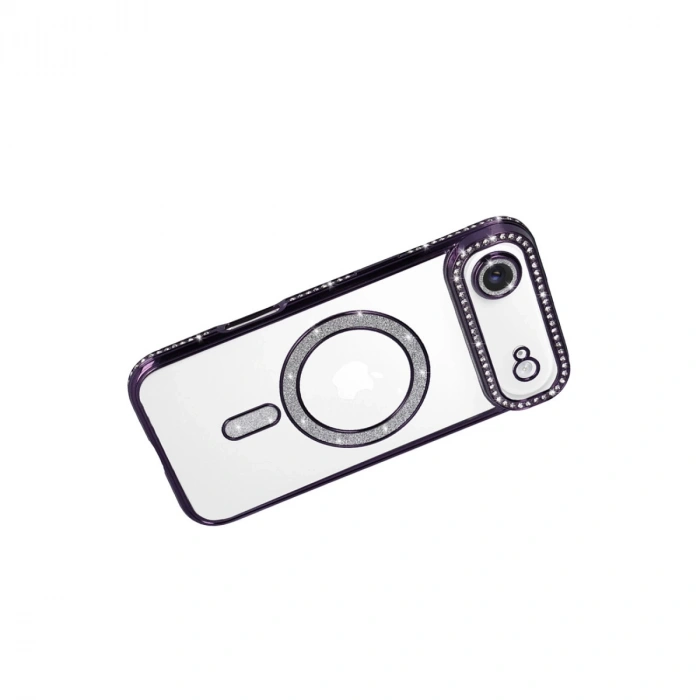 Apple İphone 17 Air Joke Simli Magneticsafe Kılıf - Derin Mor