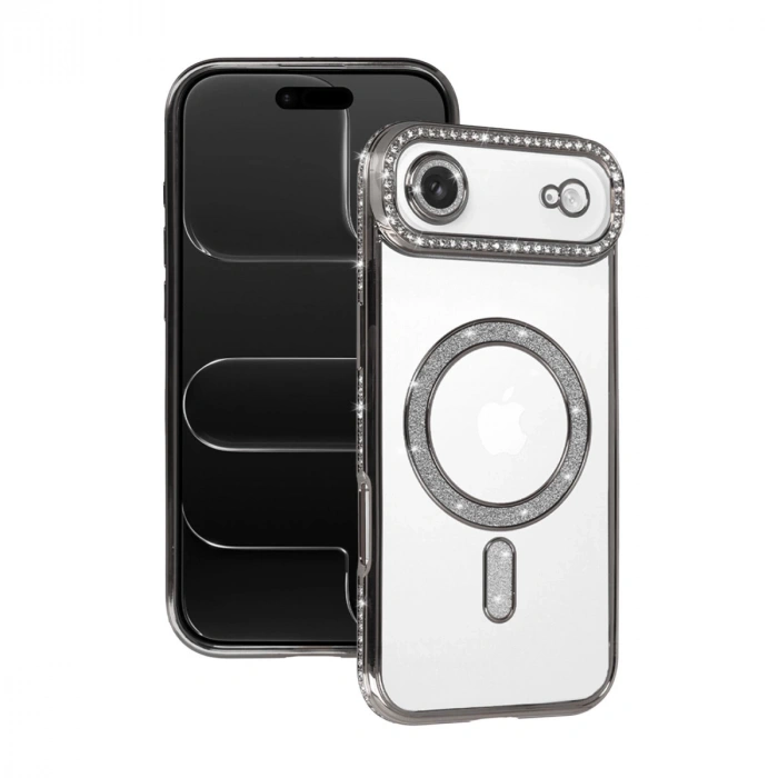 Apple İphone 17 Air Joke Simli Magneticsafe Kılıf - Gümüş