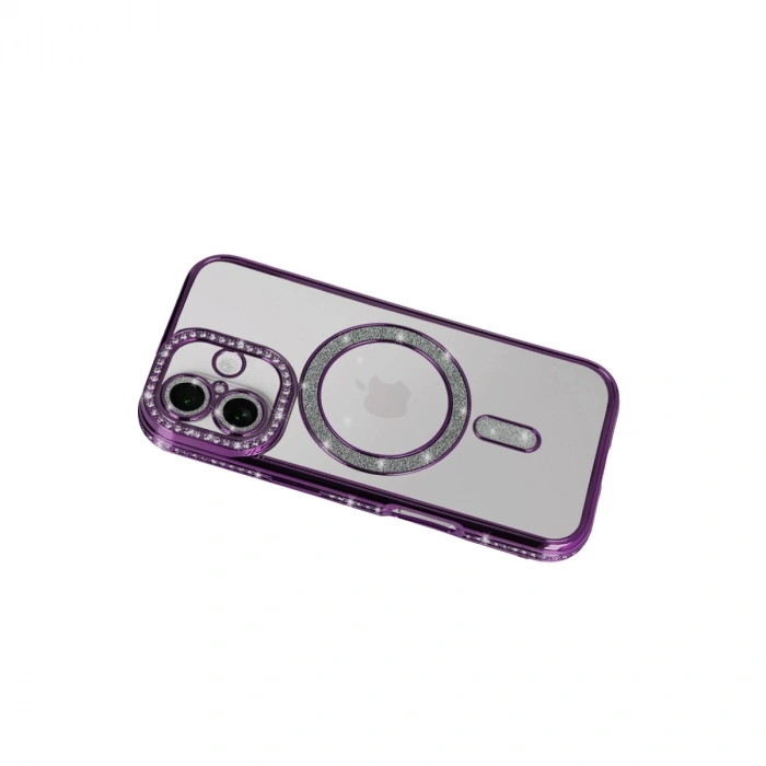 Apple İphone 17 Joke Simli Magneticsafe Kılıf - Derin Mor