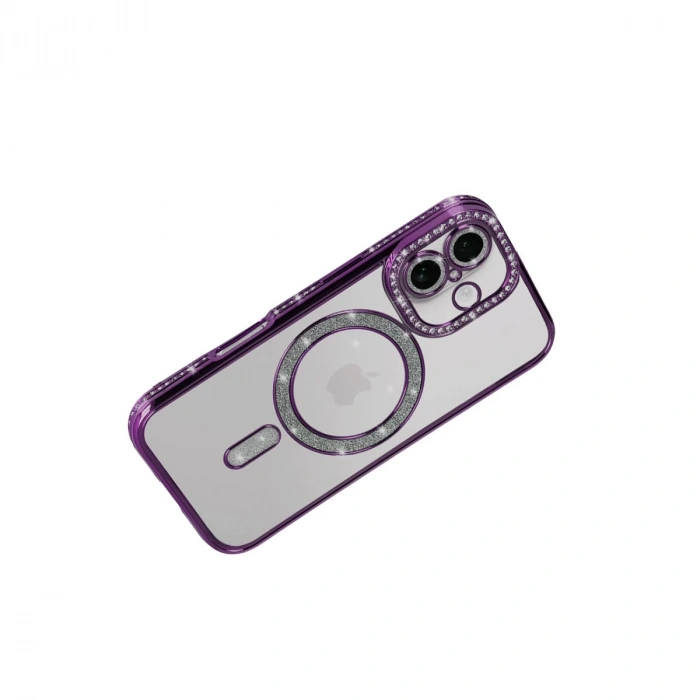 Apple İphone 17 Joke Simli Magneticsafe Kılıf - Derin Mor