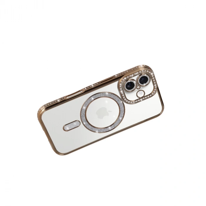 Apple İphone 17 Joke Simli Magneticsafe Kılıf - Gold